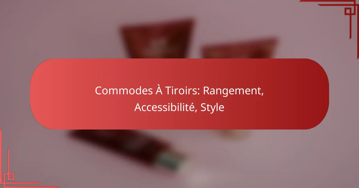 Commodes À Tiroirs: Rangement, Accessibilité, Style