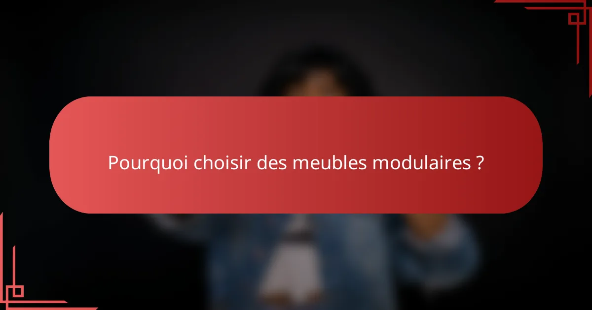 Pourquoi choisir des meubles modulaires ?