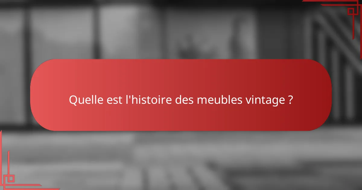 Quelle est l'histoire des meubles vintage ?