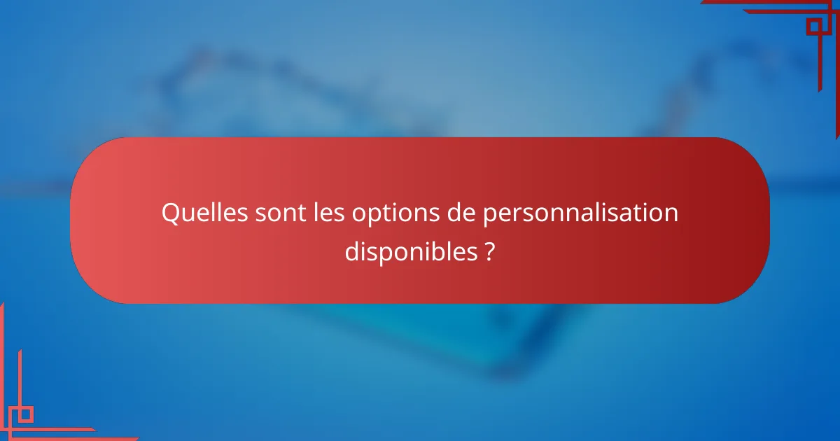 Quelles sont les options de personnalisation disponibles ?