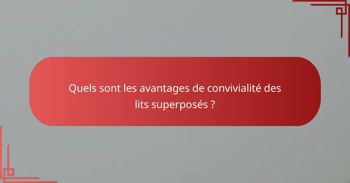 Quels sont les avantages de convivialité des lits superposés ?