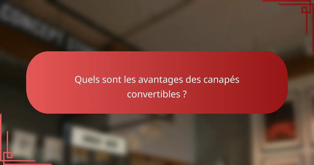 Quels sont les avantages des canapés convertibles ?