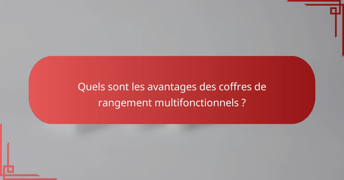 Quels sont les avantages des coffres de rangement multifonctionnels ?
