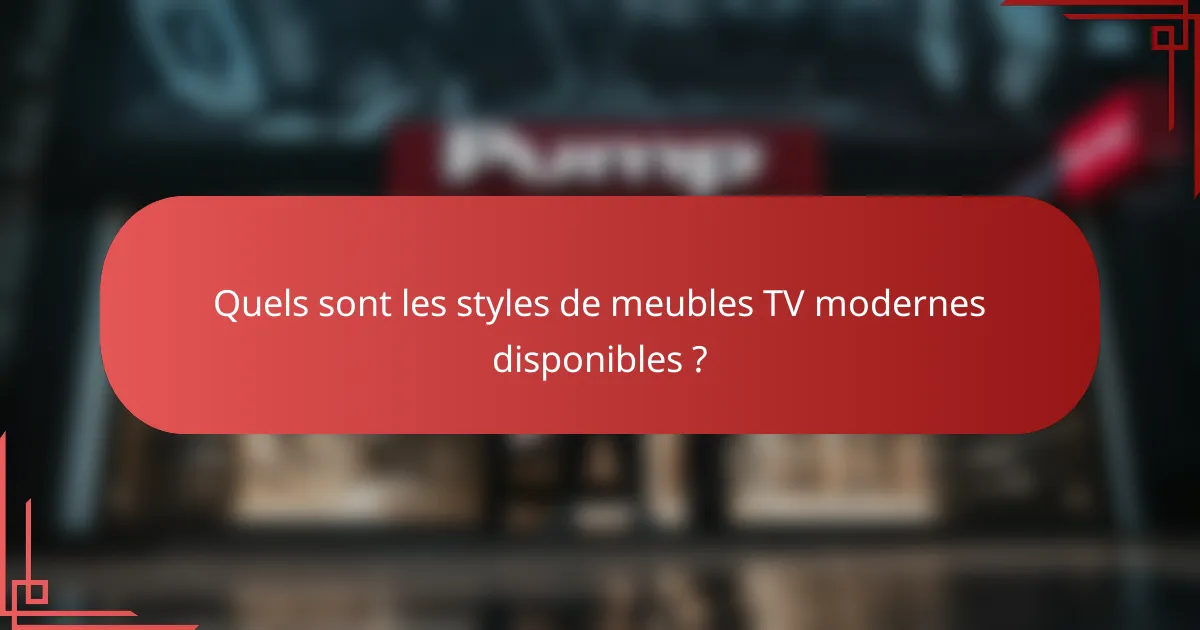 Quels sont les styles de meubles TV modernes disponibles ?